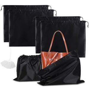 Elegant Black Satin (Set Of 2) Drawstring Dustbag And Label